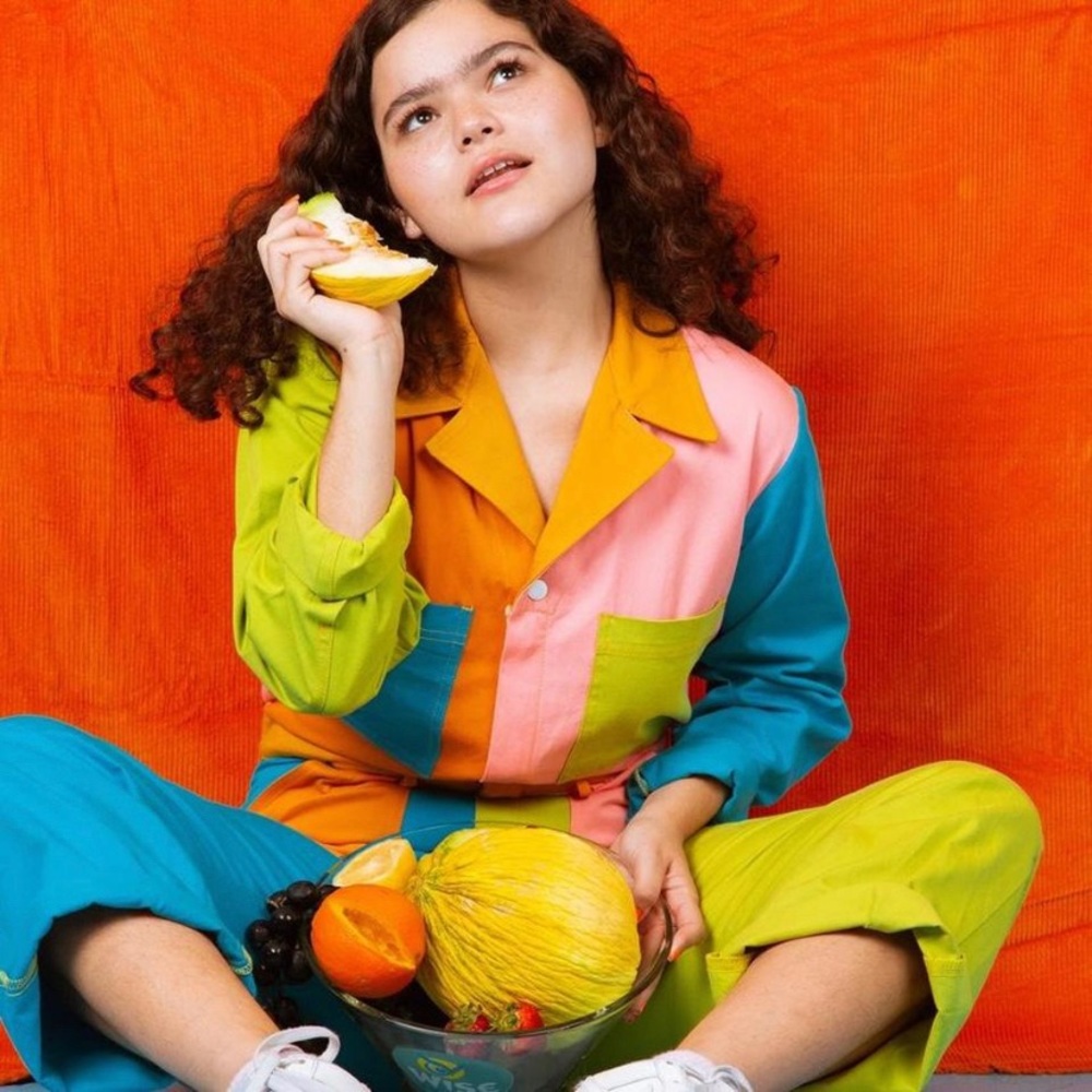 ISO big bud color block jumpsuit in size small